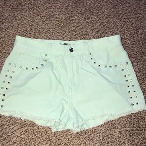 Light Blue Studded Jean Shorts
